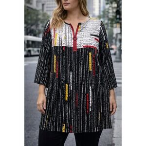 IC Collection Women Large  Abstract Geometric Tunic Top Artsy